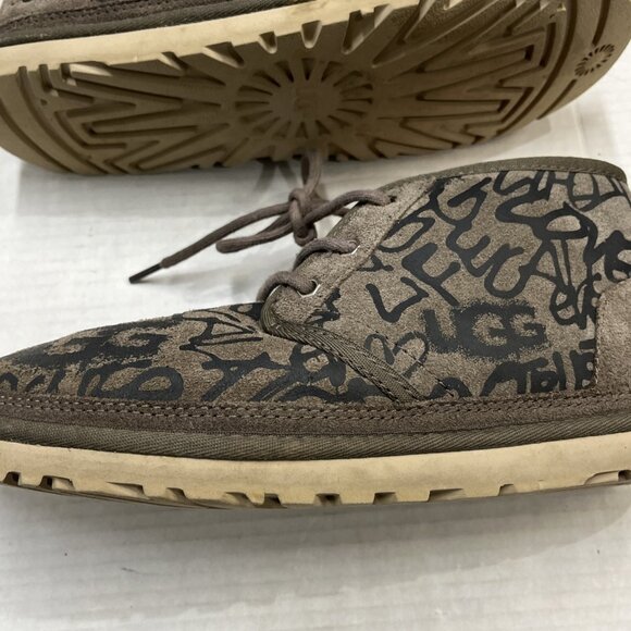 UGG Neumel Street Graffiti Boots Slate Womens 10 Orange Shearling Lined Lace Up - Picture 14 of 16